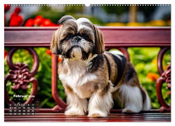 Produktbild: Shih Tzu - der wuschelige Hund aus Tibet (hochwertiger Premium Wandkalender 2026 DIN A2 quer), Kunstdruck in Hochglanz