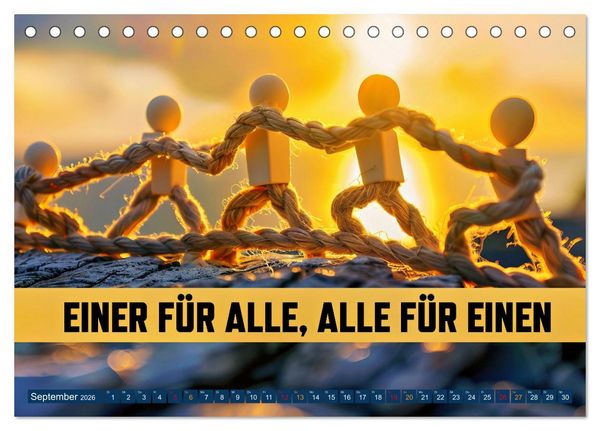 Produktbild: Gemeinsam sind wir stark - motivierende Spr&uuml;che &uuml;ber Teams (Tischkalender 2026 DIN A5 quer), CALVENDO Monatskalender