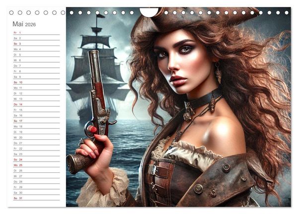 Produktbild: KI Piraten - Abenteuer der Seer&auml;uber auf hoher See (Wandkalender 2026 DIN A4 quer), CALVENDO Monatskalender