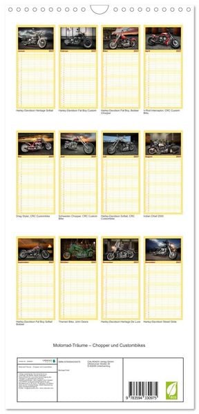 Produktbild: Familienplaner 2027 - Motorrad-Tr&auml;ume &ndash; Chopper und Custombikes mit 5 Spalten (Wandkalender, 21 x 45 cm) CALVENDO