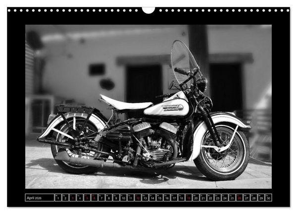 Produktbild: Harley Davidson WLA 750 in Schwarzweiss (Wandkalender 2026 DIN A3 quer), CALVENDO Monatskalender