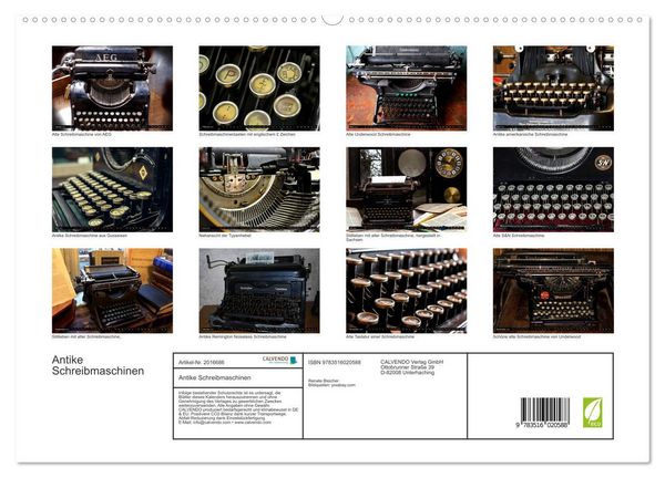 Produktbild: Antike Schreibmaschinen (hochwertiger Premium Wandkalender 2026 DIN A2 quer), Kunstdruck in Hochglanz