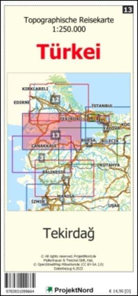 Tekirdag - Topographische Reisekarte 1:250.000 Türkei (Blatt 13)