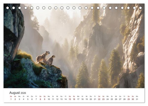Produktbild: Geist des Gebirges - Ein Jahr in der wilden Welt der Schneeleoparden (Tischkalender 2026 DIN A5 quer), CALVENDO Monatskalender