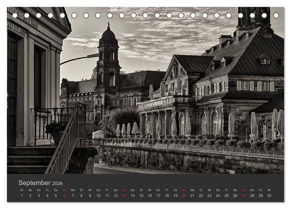Produktbild: Dresden Schwarz Weiss 2026 (Tischkalender 2026 DIN A5 quer), CALVENDO Monatskalender