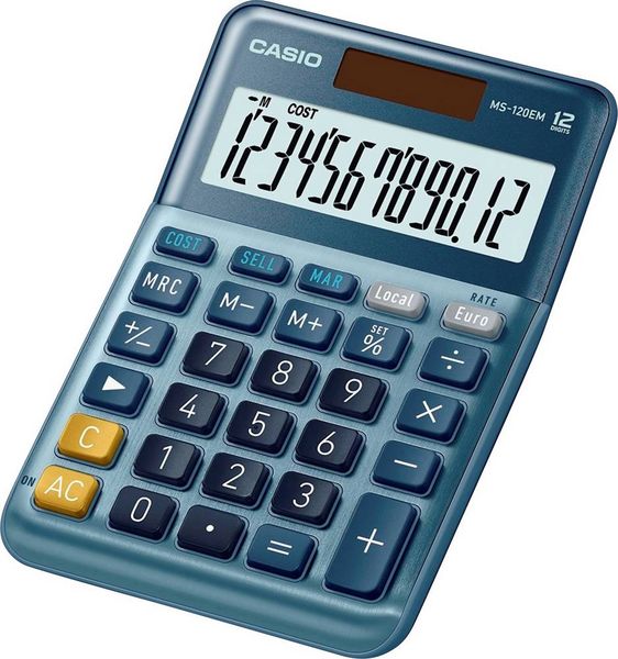Produktbild: Casio MS-120EM Tischrechner Blau Display (Stellen): 12 solarbetrieben (L x B) 101 mm x 149 mm
