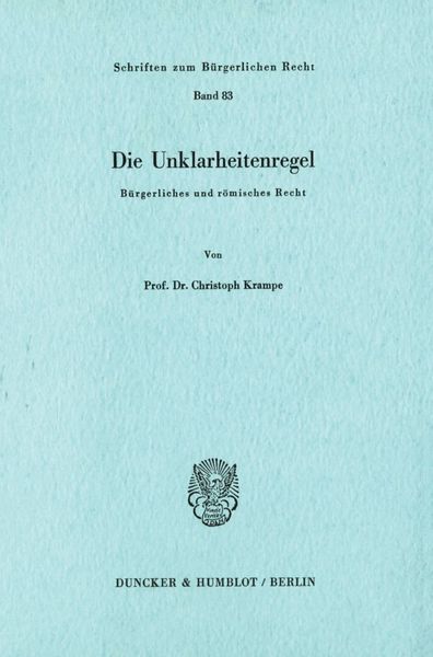 Produktbild: Die Unklarheitenregel.