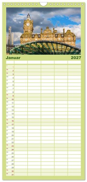 Produktbild: Familienplaner 2027 - Edinburgh - Impressionen aus der schottischen Hauptstadt mit 5 Spalten (Wandkalender, 21 x 45 cm) CALVENDO