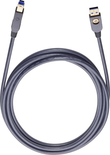 Oehlbach USB-Kabel USB 3.2 Gen1 (USB 3.0 / USB 3.1 Gen1) USB-A Stecker, USB-B Stecker 5.00 m Schwarz vergoldete Steckkon