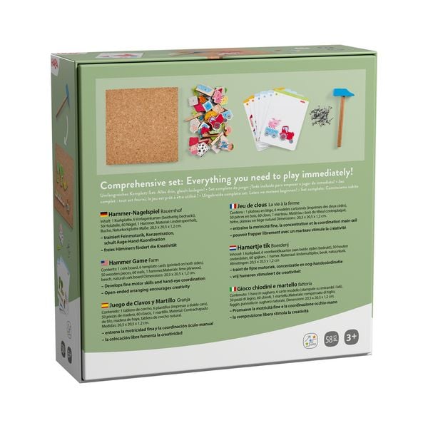 Produktbild: HABA 2013378001 - Hammer-Nagelspiel Bauernhof, 58-teilig, Lernspiel