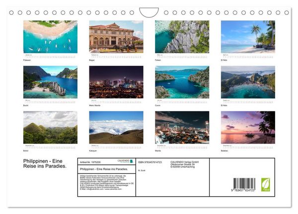 Produktbild: Philippinen - Eine Reise ins Paradies. (Wandkalender 2026 DIN A4 quer), CALVENDO Monatskalender