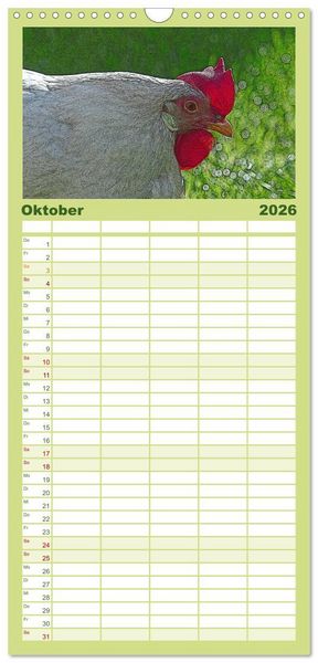 Produktbild: Familienplaner 2026 - Die H&uuml;hner sind los! mit 5 Spalten (Wandkalender, 21 x 45 cm) CALVENDO