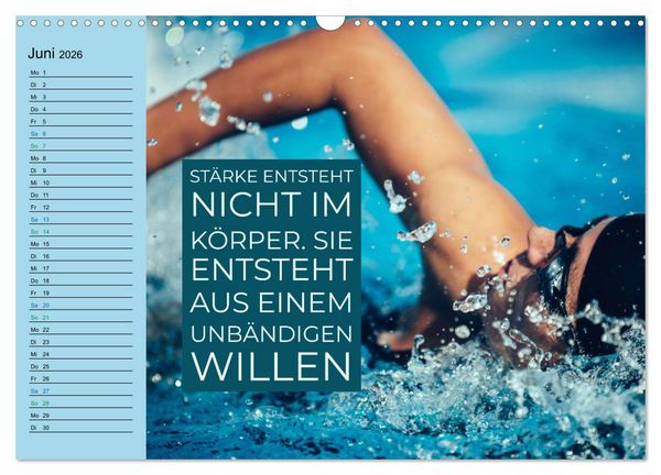 Produktbild: Wassersport - Schwimmen und SUP mit coolen Spr&uuml;chen (Wandkalender 2026 DIN A3 quer), CALVENDO Monatskalender