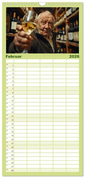 Produktbild: Familienplaner 2026 - Wein begeistert mit 5 Spalten (Wandkalender, 21 x 45 cm) CALVENDO
