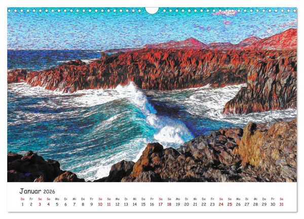 Produktbild: Lanzarote & La Graciosa - Im Stil von Vicent van Gogh (Wandkalender 2026 DIN A3 quer), CALVENDO Monatskalender