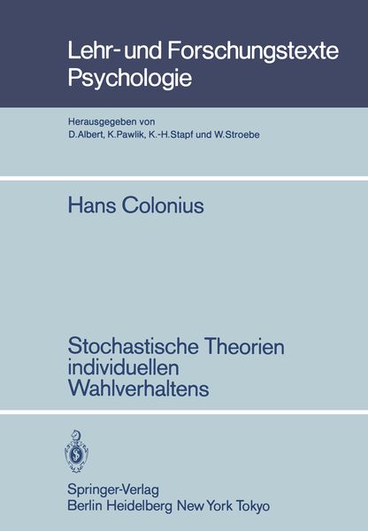 Produktbild: Stochastische Theorien individuellen Wahlverhaltens