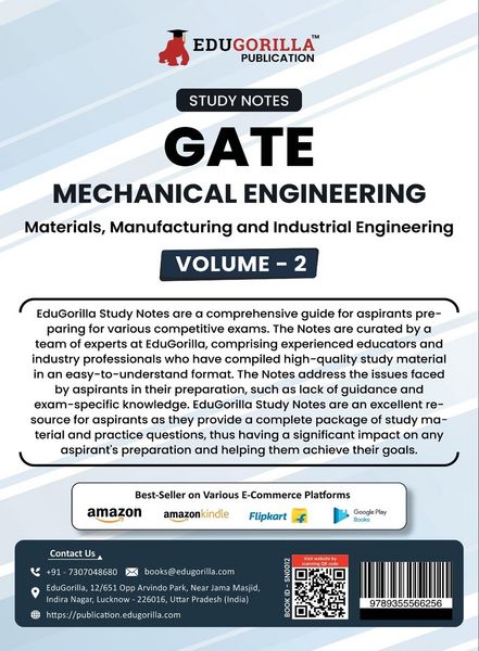 Produktbild: GATE Mechanical Engineering Materials, Manufacturing and Industrial Engineering (Vol 2) Topic-wise Notes | A Complete Preparation Study Notes with Sol