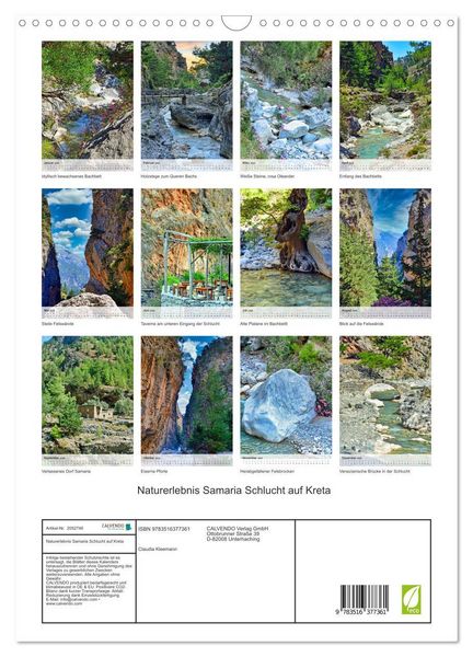 Produktbild: Naturerlebnis Samaria Schlucht auf Kreta (Wandkalender 2026 DIN A3 hoch), CALVENDO Monatskalender