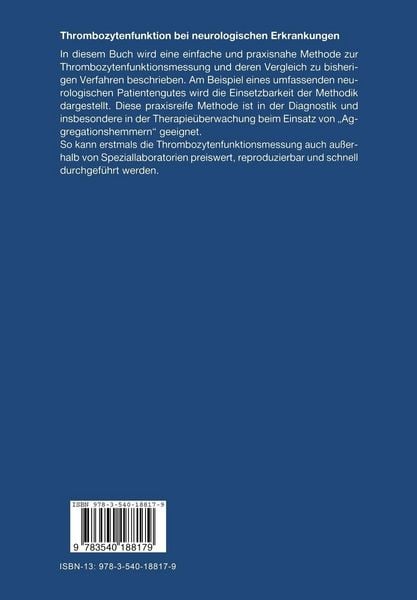 Produktbild: Thrombozytenfunktion bei neurologischen Erkrankungen