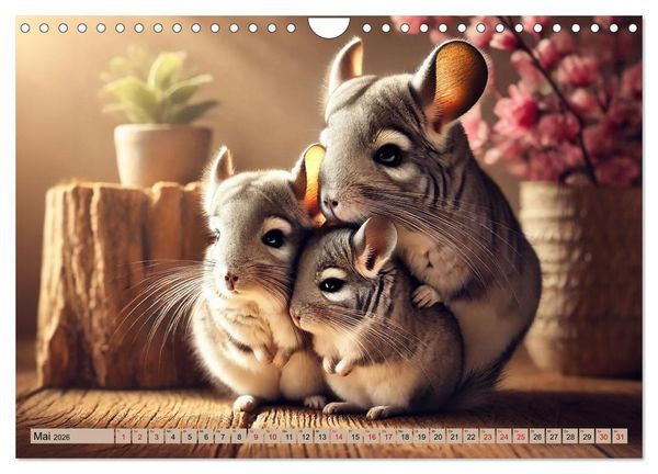 Produktbild: Chinchillas - Meister der Niedlichkeit (Wandkalender 2026 DIN A4 quer), CALVENDO Monatskalender