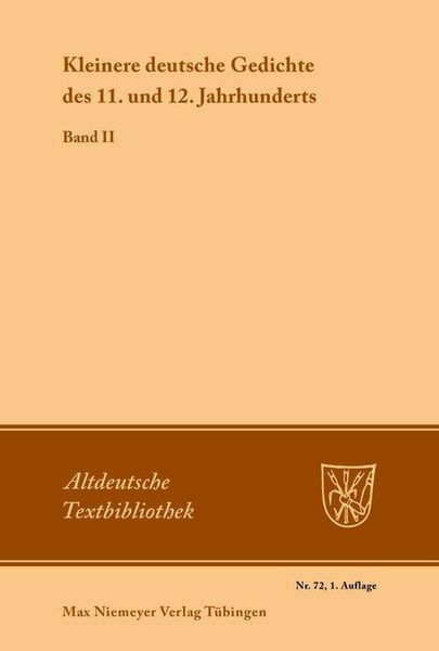 Produktbild: Kleinere deutsche Gedichte des 11. und 12. Jahrhunderts