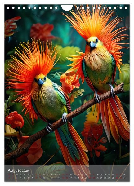 Produktbild: Exotische Harmonie - Paradiesv&ouml;gel und Blumenpracht (Wandkalender 2026 DIN A4 hoch), CALVENDO Monatskalender