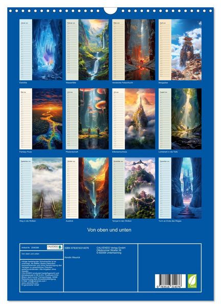 Produktbild: Von oben und unten (Wandkalender 2026 DIN A3 hoch), CALVENDO Monatskalender