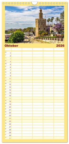 Produktbild: Familienplaner 2026 - Ein Herz f&uuml;r Sevilla mit 5 Spalten (Wandkalender, 21 x 45 cm) CALVENDO