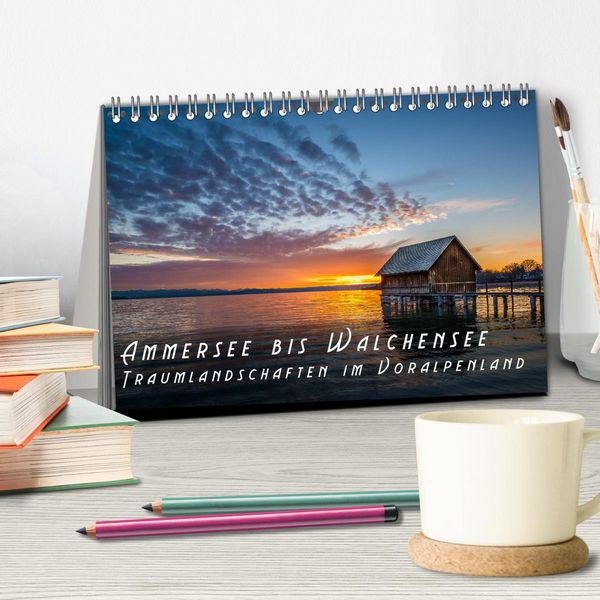 Produktbild: Ammersee bis Walchensee - Traumlandschaften im Voralpenland (Tischkalender 2026 DIN A5 quer), CALVENDO Monatskalender
