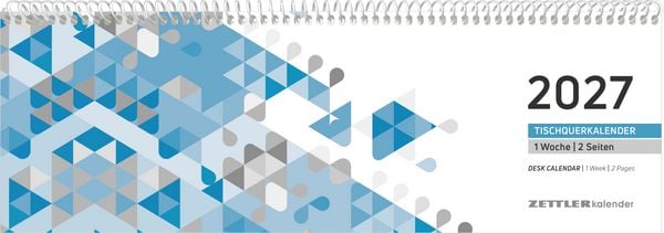 Produktbild: Tischquerkalender 1W/2S blau 2027