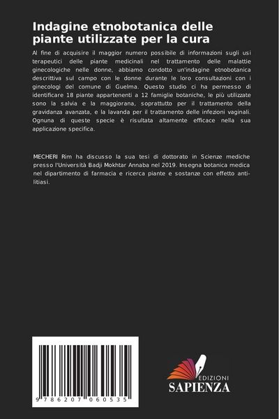 Produktbild: Indagine etnobotanica delle piante utilizzate per la cura