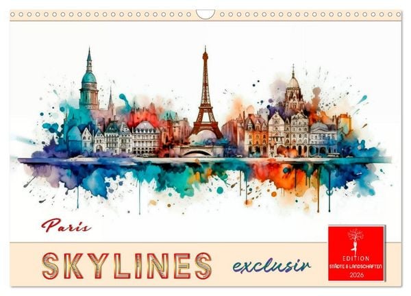 Produktbild: Skylines exklusiv (Wandkalender 2026 DIN A3 quer), CALVENDO Monatskalender