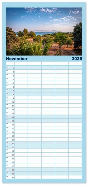 Produktbild: Familienplaner 2026 - Insel Kos in Griechenland mit 5 Spalten (Wandkalender, 21 x 45 cm) CALVENDO