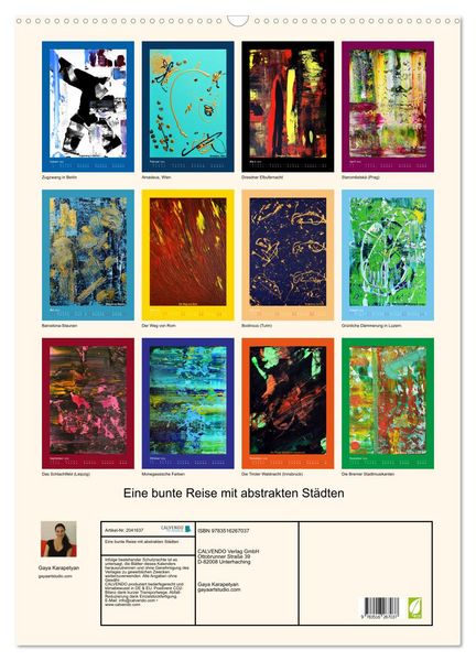 Produktbild: Eine bunte Reise mit abstrakten St&auml;dten (Wandkalender 2026 DIN A2 hoch), CALVENDO Monatskalender