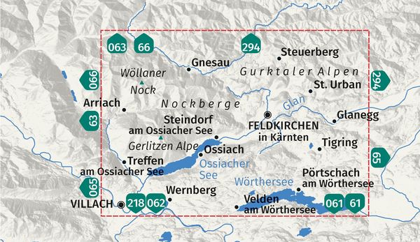 Produktbild: KOMPASS Wanderkarte 62 Ossiacher See, Feldkirchen in K&auml;rnten 1:25.000