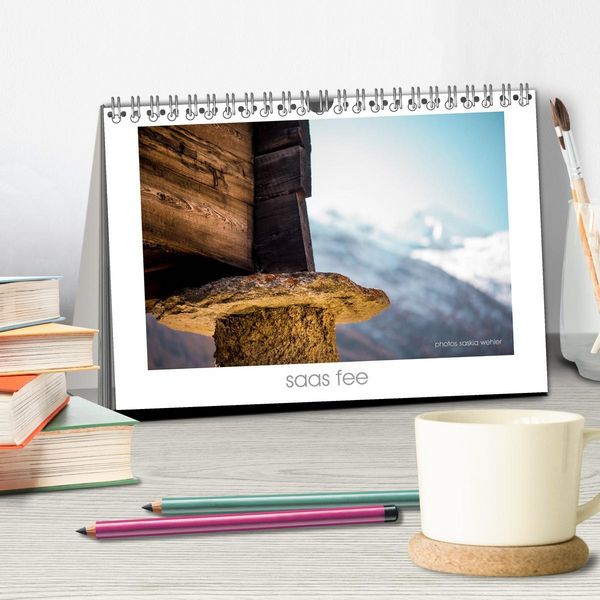 Produktbild: saas fee (Tischkalender 2026 DIN A5 quer), CALVENDO Monatskalender