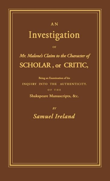 Produktbild: Investigation into Mr. Malone's Claim to Charter of Scholar
