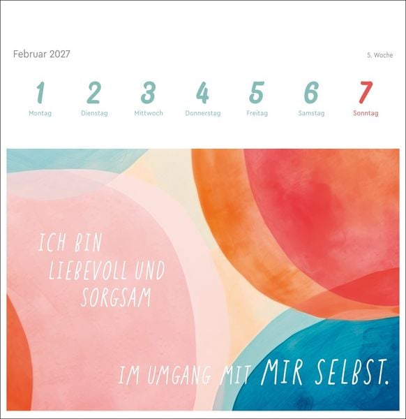 Produktbild: Ich bin einzigartig und wertvoll Premium-Postkartenkalender 2027 - 53 Affirmationskarten f&uuml;r das Jahr