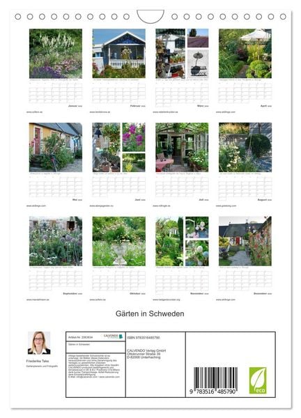 Produktbild: G&auml;rten in Schweden (Wandkalender 2026 DIN A4 hoch), CALVENDO Monatskalender