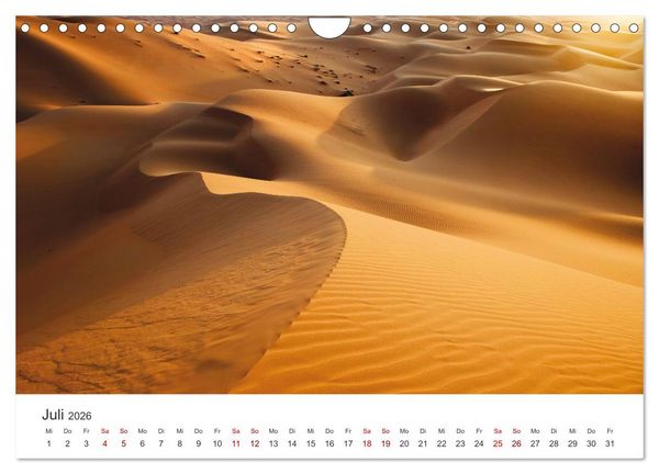 Produktbild: Die D&uuml;nen in der W&uuml;ste von Abu Dhabi (Wandkalender 2026 DIN A4 quer), CALVENDO Monatskalender
