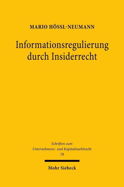 Produktbild: Informationsregulierung durch Insiderrecht