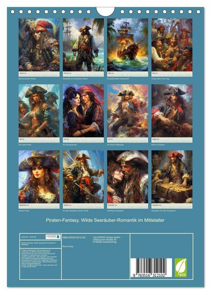 Produktbild: Piraten-Fantasy. Wilde Seer&auml;uber-Romantik im Mittelalter (Wandkalender 2026 DIN A4 hoch), CALVENDO Monatskalender