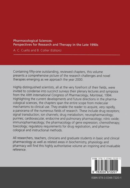 Produktbild: Pharmacological Sciences: Perspectives for Research and Therapy in the Late 1990s