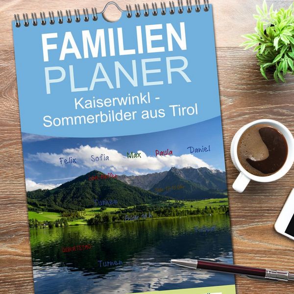 Produktbild: Familienplaner 2026 - Kaiserwinkl - Sommerbilder aus Tirol mit 5 Spalten (Wandkalender, 21 x 45 cm) CALVENDO