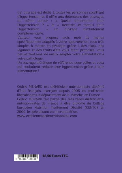 Produktbild: Menus d'&eacute;t&eacute; pour l'hypertension.