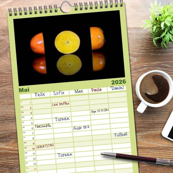 Produktbild: Familienplaner 2026 - Fr&uuml;chte dreigeteilt mit 5 Spalten (Wandkalender, 21 x 45 cm) CALVENDO