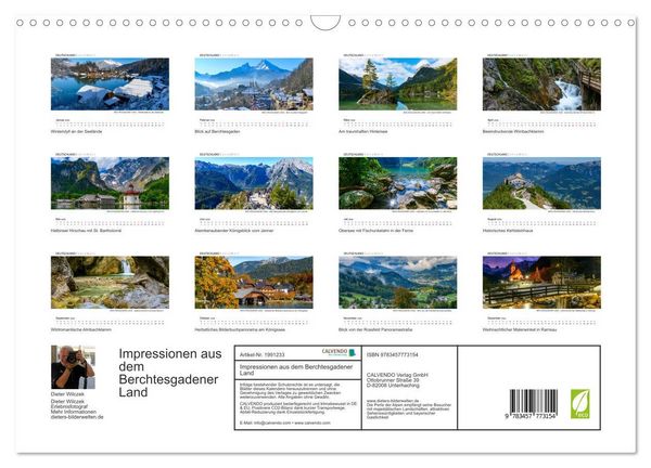 Produktbild: Impressionen aus dem Berchtesgadener Land (Wandkalender 2026 DIN A3 quer), CALVENDO Monatskalender