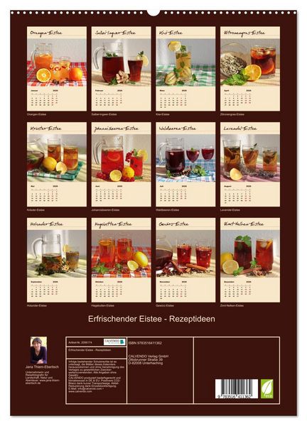 Produktbild: Erfrischender Eistee - Rezeptideen (hochwertiger Premium Wandkalender 2026 DIN A2 hoch), Kunstdruck in Hochglanz