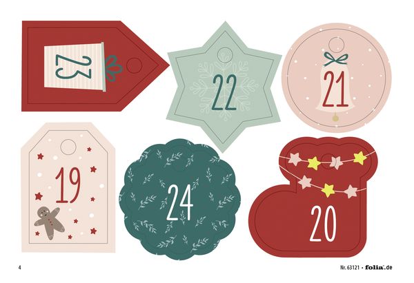 Produktbild: Folia Adventskalender-Set NATUR, Beutel in Juteoptik, 49-teilig, Beutelgr&ouml;&szlig;e 10x13cm, Farbe natur