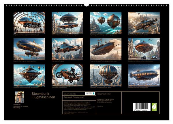 Produktbild: Steampunk Flugmaschinen (hochwertiger Premium Wandkalender 2026 DIN A2 quer), Kunstdruck in Hochglanz